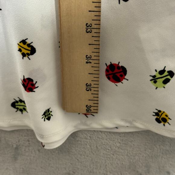 Modcloth Swarming Lady Bug Dress Womens Large White Bell Sleeve Semi Sheer Boho - Picture 10 of 10